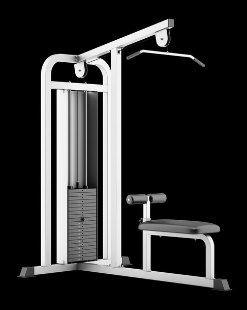 gym pull-down machine isolated on black background - Photo, Image