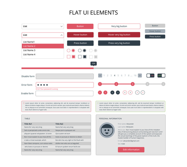Flat UI elements - Vektori, kuva