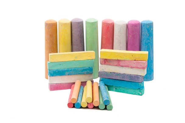chalks in a variety of colors arranged  - Photo, Image