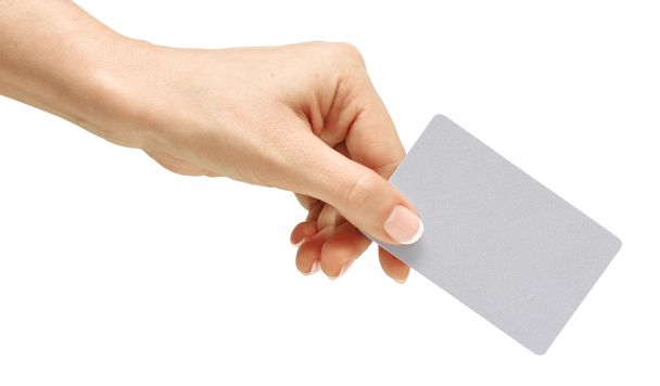 Business card in female hand - Foto, imagen
