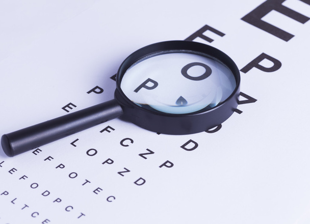 Magnifying glass and eye test - Photo, Image