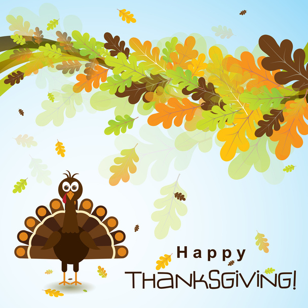 Sjabloon wenskaart met een happy Thanksgiving Turkije, vector - Vector, afbeelding