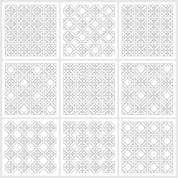 Conjunto de patrones 9 baldosas vector fondos abstractos (negro
) - Vector, Imagen