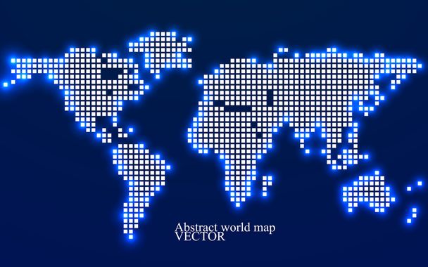 abstrakte Weltkarte. Technologie-Stil mit glühender Wirkung. bunten Pixelhintergrund. Vektorillustration. Folge 10 - Vektor, Bild