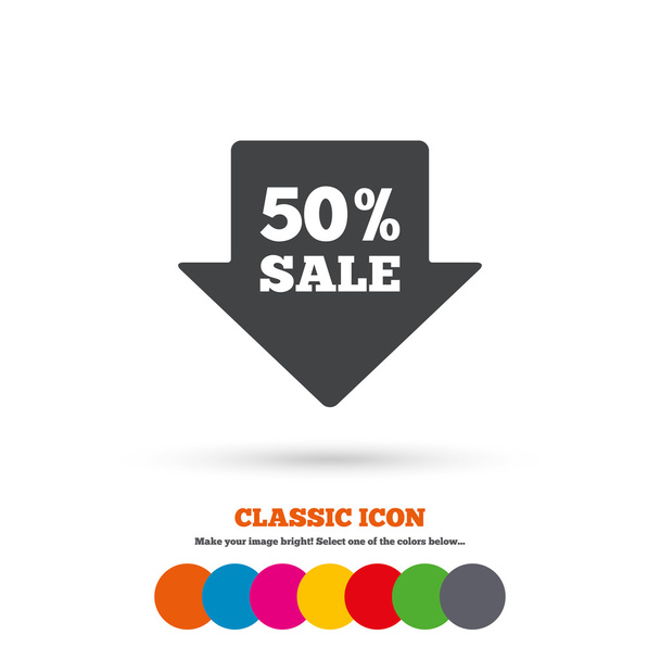 50 percent sale, shopping icon - Vector, afbeelding