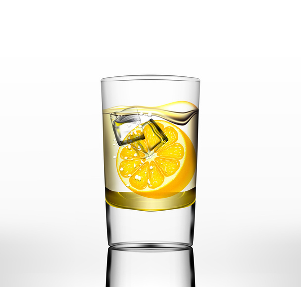 Vector water in glass with orange and ice - Vecteur, image