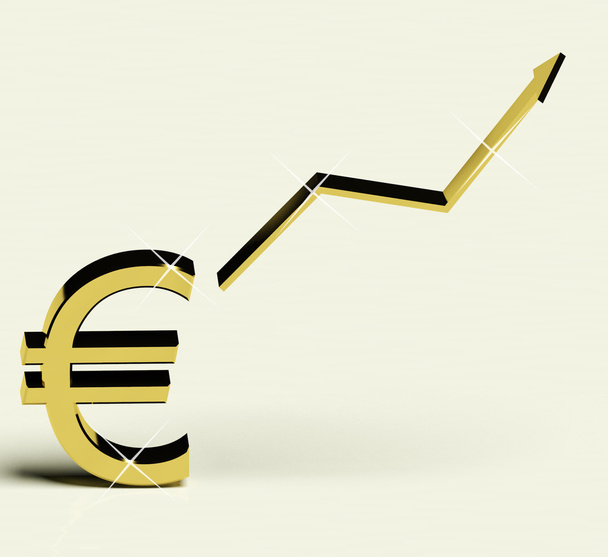 eurosymbool en pijl-omhoog als symbool voor inkomsten of winst - Foto, afbeelding