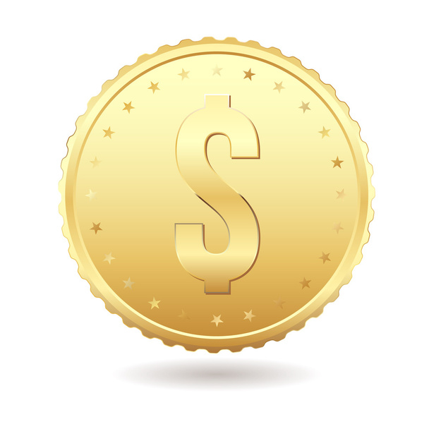 Gold coin with dollar sign - Vettoriali, immagini