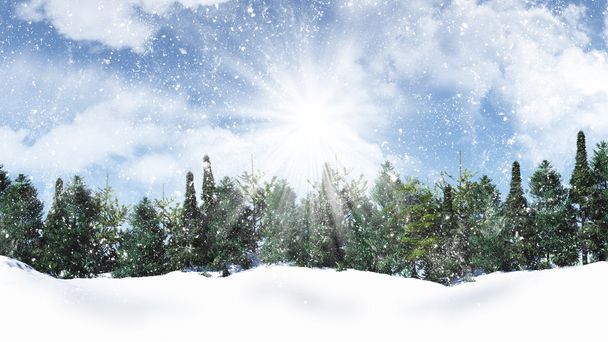 Kış manzara 3d render - Fotoğraf, Görsel