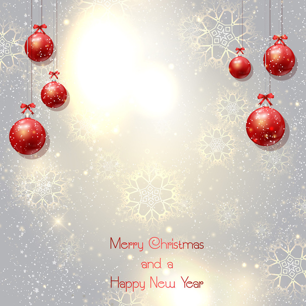 Decoratieve kerstachtergrond met hangende kerstballen - Foto, afbeelding