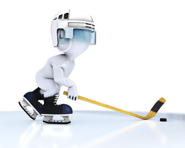 3D Morph Man playing ice hockey - Photo, Image
