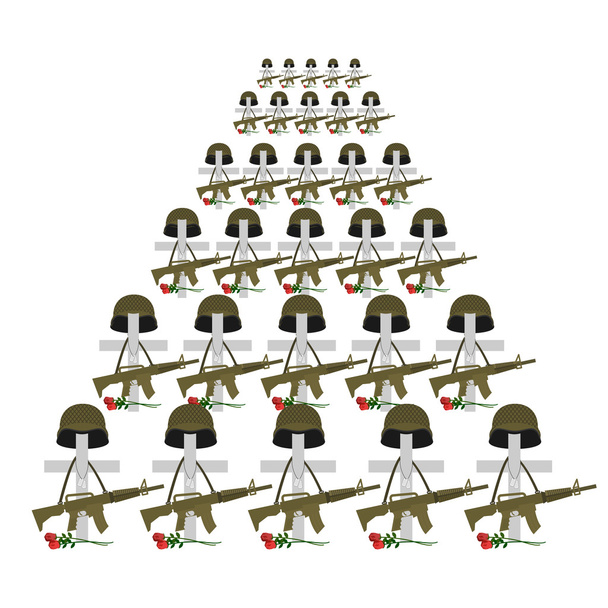 Sepulturas de soldados. Muitas cruzes militares. Ilustração vetorial para
 - Vetor, Imagem