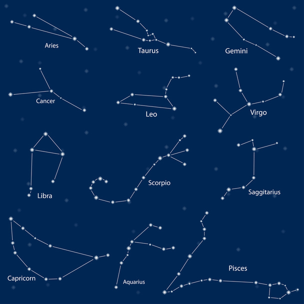 Constellation of the zodiac signs, vector illustration - Vector, Image