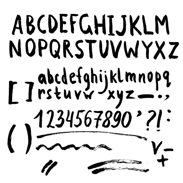 Kézzel rajzolt ecset ecsetvonás betűtípus - Vektor, kép