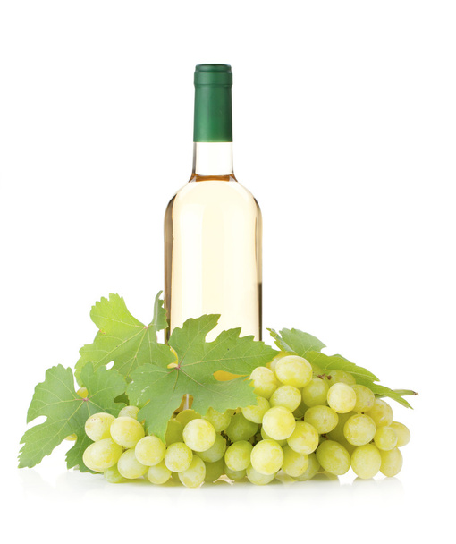 White wine bottle and grapes - Foto, Imagem
