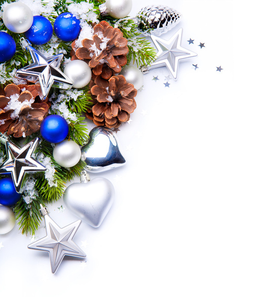 Christmas tree decoration snowflakes frame - Photo, Image