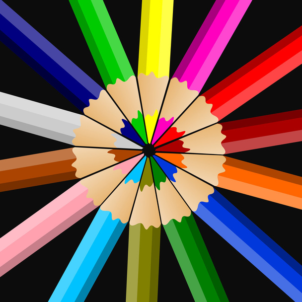 Kleurpotloden of kleurpotloden geïsoleerd op zwarte achtergrond - Foto, afbeelding