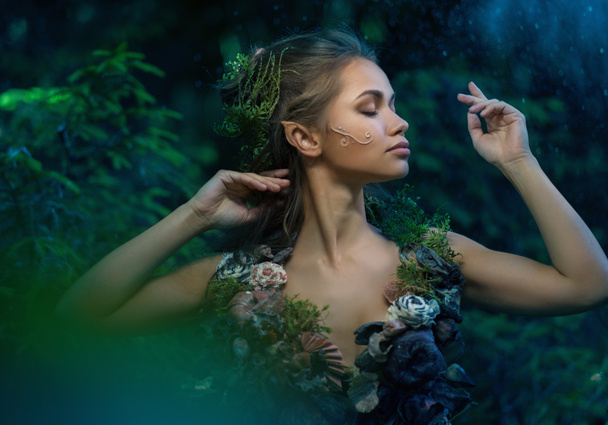 Donna elfo in una foresta magica
 - Foto, immagini