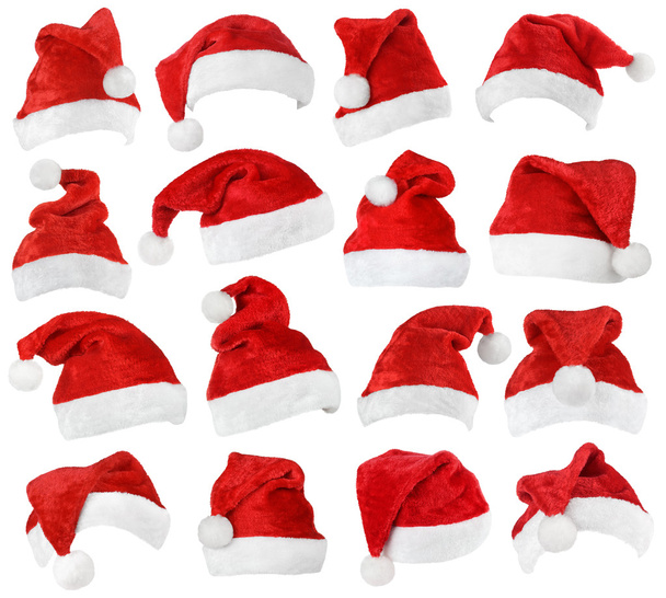 Set of Santa Claus red hats - Φωτογραφία, εικόνα