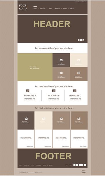 responsive web layout template for business or non-profit organi - Vector, Image