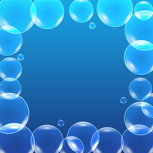 Vector shiny bubbles in blue water,  - Vektor, Bild
