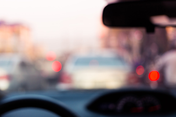 abstract blur driving on road, view of driver in car - Foto, Imagem