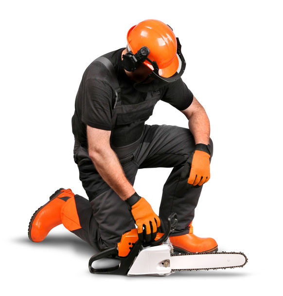 Professional logger resting safety gear - Photo, image