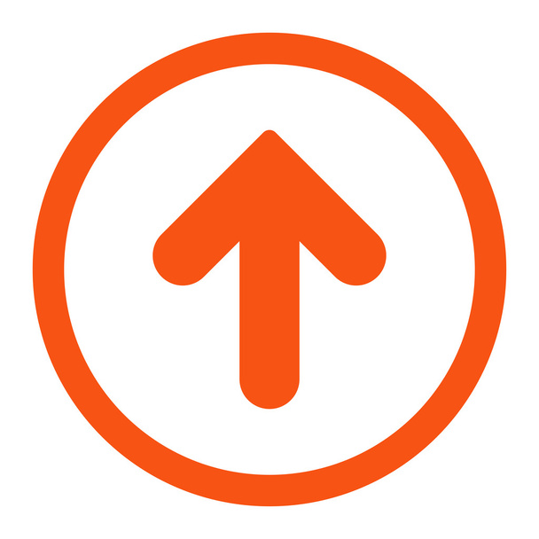 Arrow Up flat orange color rounded raster icon - Photo, Image