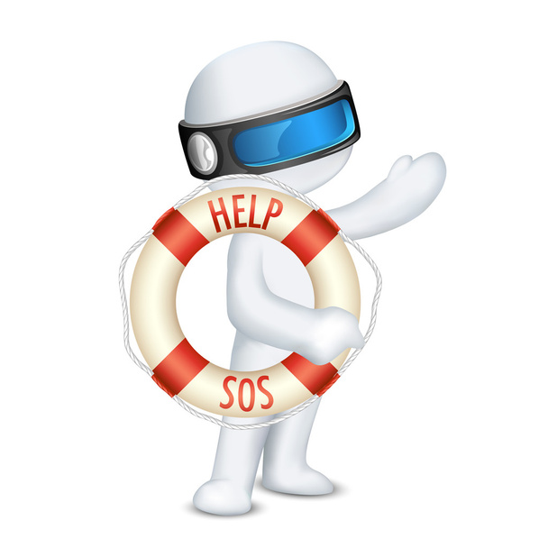 3D человек, держащий спасательный круг - Вектор,изображение