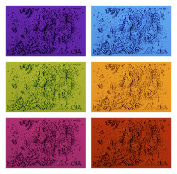 Regenbogen-Make-up-Farbpalette mit gebrochenen Lidschatten auf weißem Hintergrund - Foto, Bild