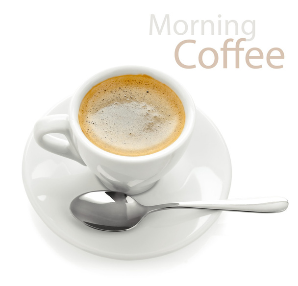 Tasse Kaffee am Morgen mit Löffel - Foto, Bild