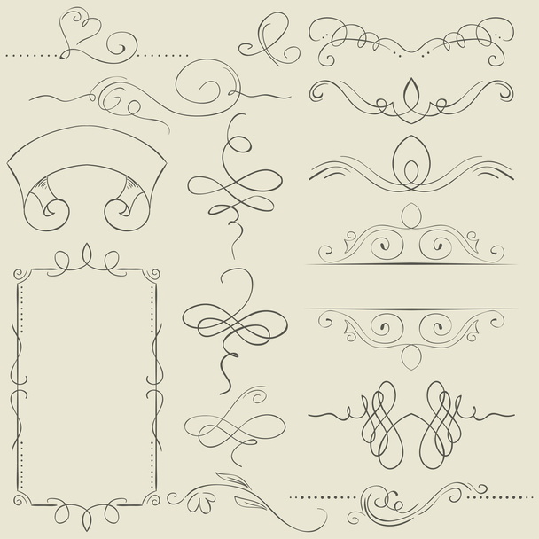 set. Frames and borders. Hand drawing - Vector, Imagen