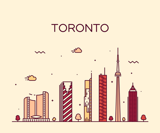 Toronto skyline moderno vetor ilustração linear
 - Vetor, Imagem