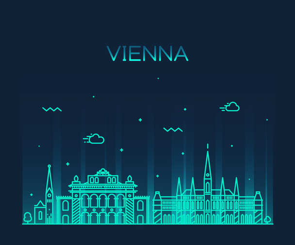 Vienna skyline trendy vector illustration linear - Vektor, obrázek