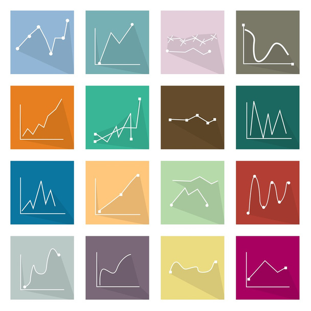 Collection of 16 Line Chart Icons Banner - Διάνυσμα, εικόνα