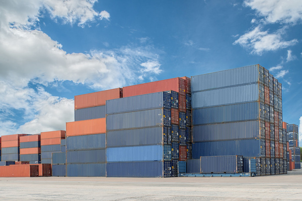 Stack of Cargo Containers at the docks - Photo, Image