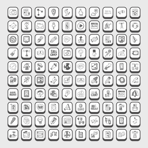 iconos de comunicación doodle
 - Vector, Imagen