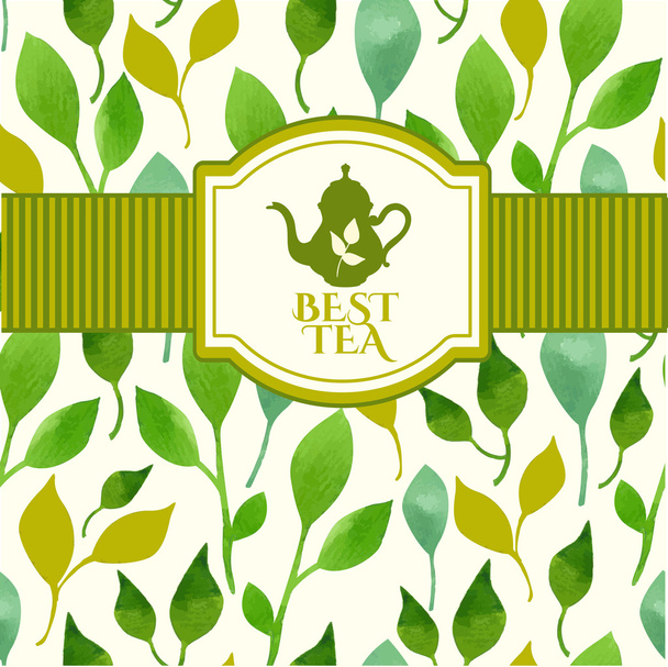 teapot logo on leaves background - Vektori, kuva