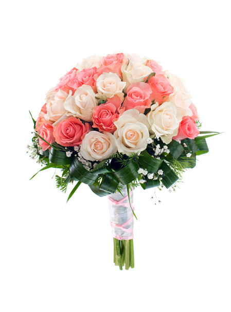Γαμήλια νυφικό μπουκέτο από τριαντάφυλλα. απομονωθεί - Φωτογραφία, εικόνα