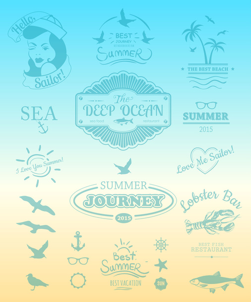 Summer logos and icons - Vetor, Imagem
