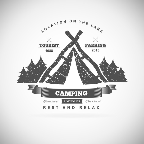 Camping retro vector logotipo - Vector, imagen