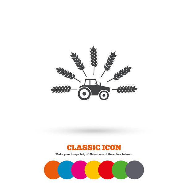 Tractor, Agricultural industry icon. - Vektör, Görsel