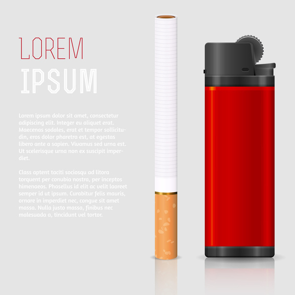 現実的なタバコとライターのテンプレート - ベクター画像
