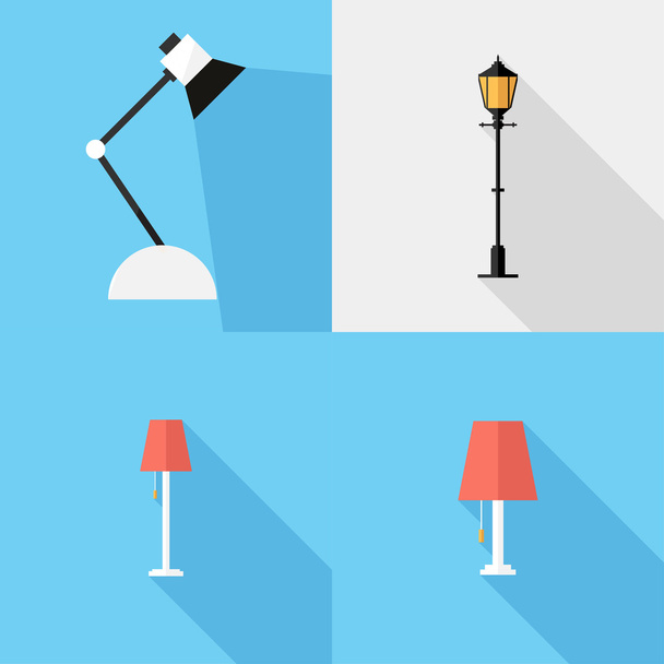 Flat Light fixture icons. - Vector, Image