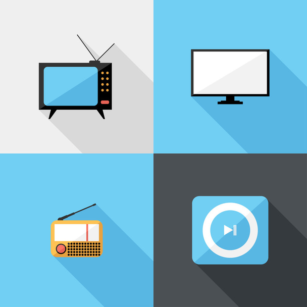 Flat radio and TV icons - Vector, Image
