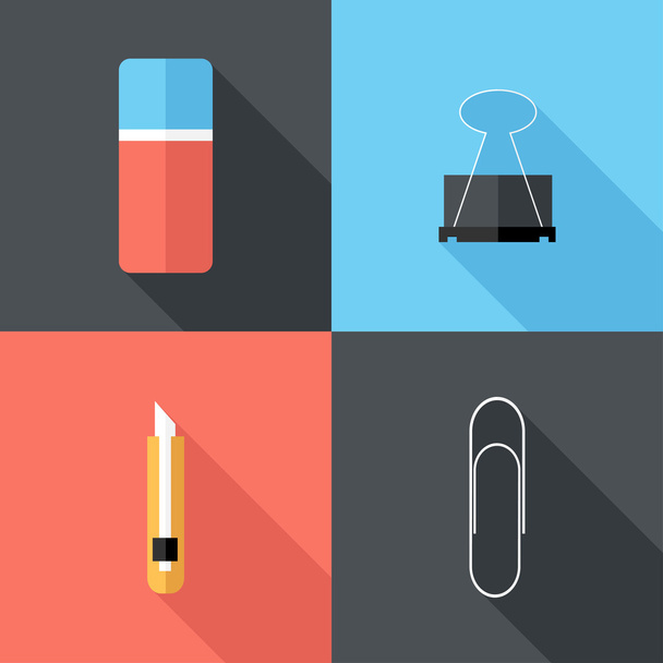 Flat design  Stationery icons. - Vector, afbeelding