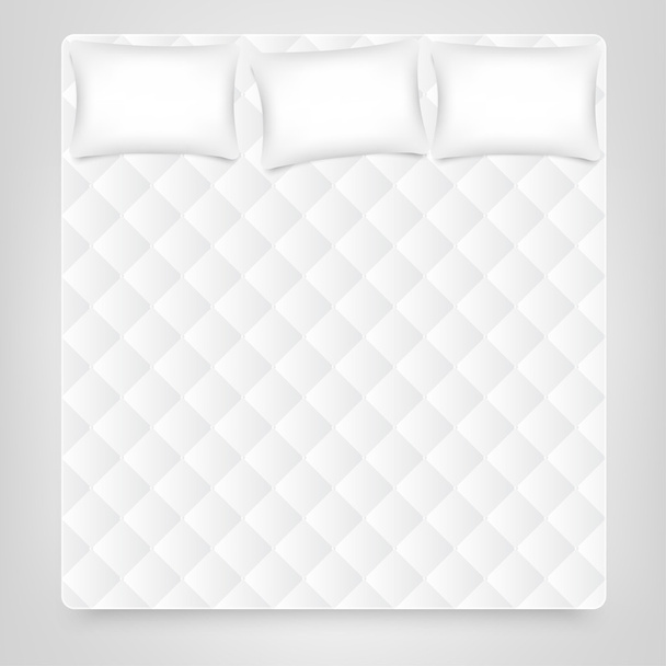 hree pillows on white mattress - Vector, Image