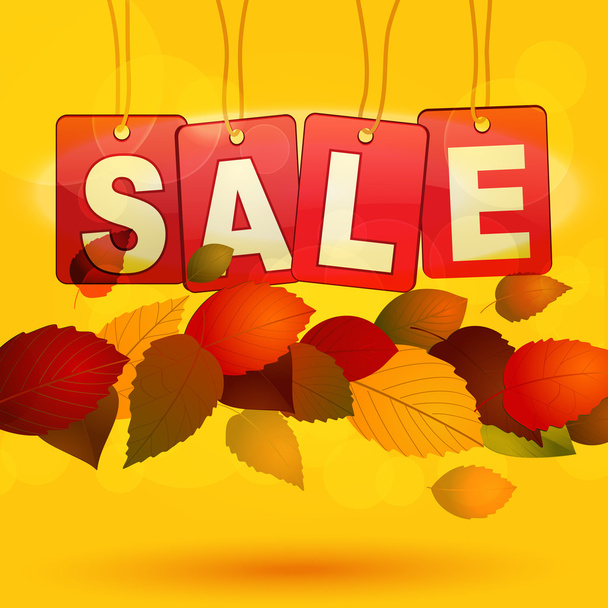 Sale tags with autumn leafs - Vector, Image