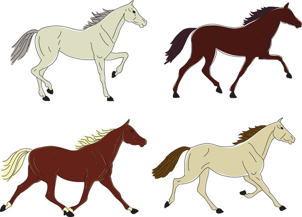 cztery konie - Wektor, obraz