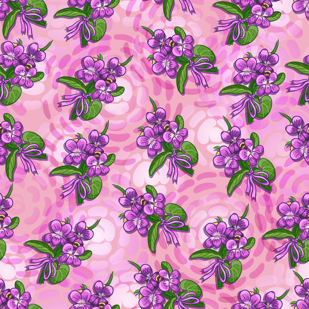 Seamless pattern bouquet of violets tied with a ribbon - Vettoriali, immagini